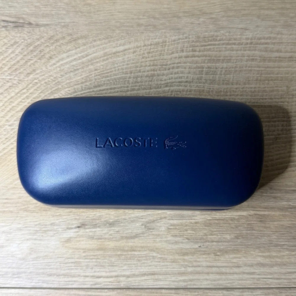 Lacoste‎ Navy Eyeglass Case Clamshell Sunglasses Holder Preppy Minimalist Luxe
